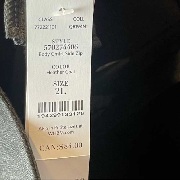 NWT WHBM The Skinny Heather Coal Gray 2L 2 Long - Picture 8 of 10